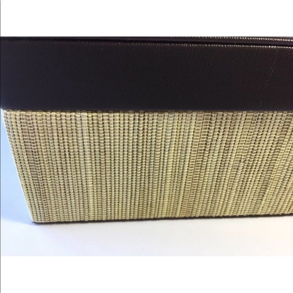 New Decorative HandWoven Abaca Straw Tissue Box With Faux Leather Beige Brown - Picture 4 of 8